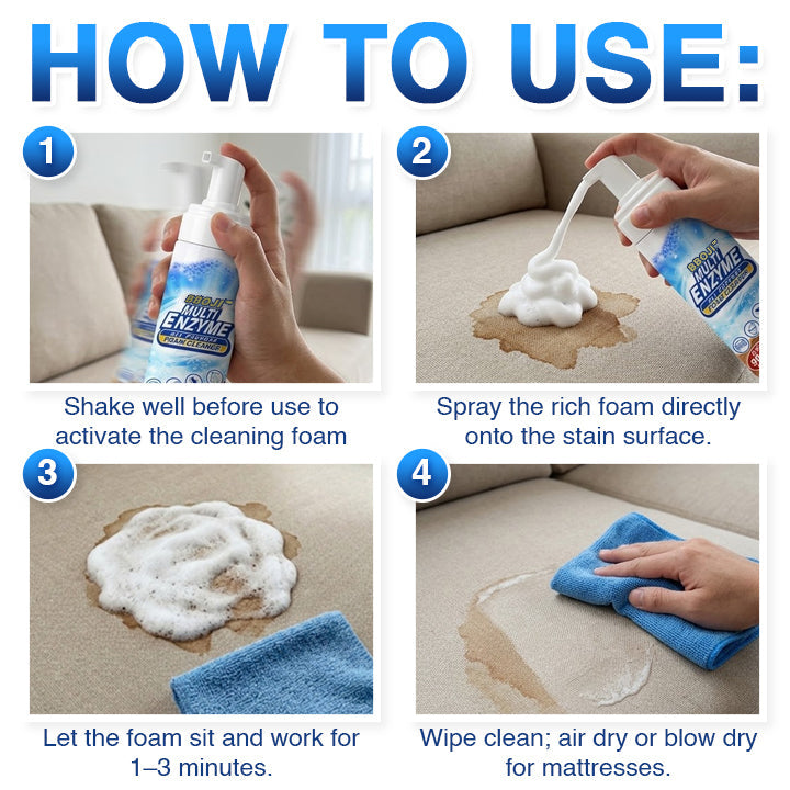 ✨Vorexilglow™ Multi-Enzyme Foam Cleaner🫧 | Dissolves Grease, Grime, Food Stains & Everyday Messes | No-Scrub Spray-and-Wipe Formula | Gentle Multi-Surface Cleaner for Kitchen, Bathroom, Sofa & Car