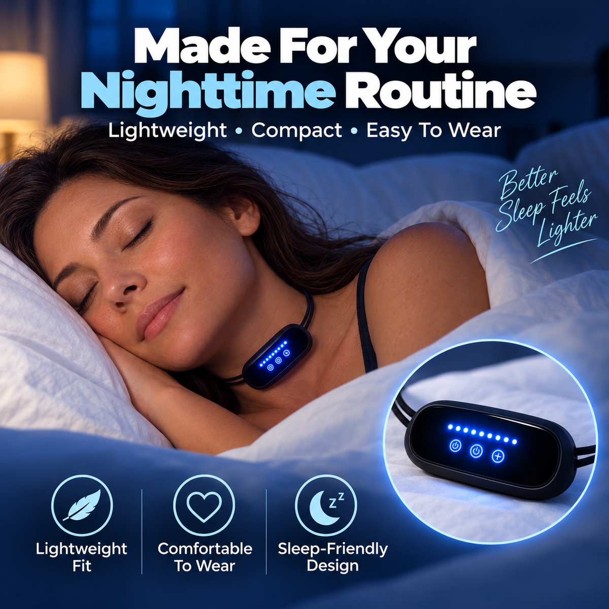 🌙 Wearable Anti-Snoring Neck Device – Better Sleep for Both of You