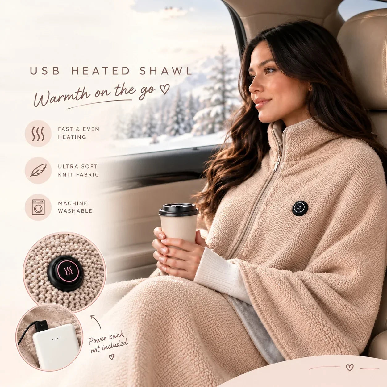 Portable Heated Blanket Shawl