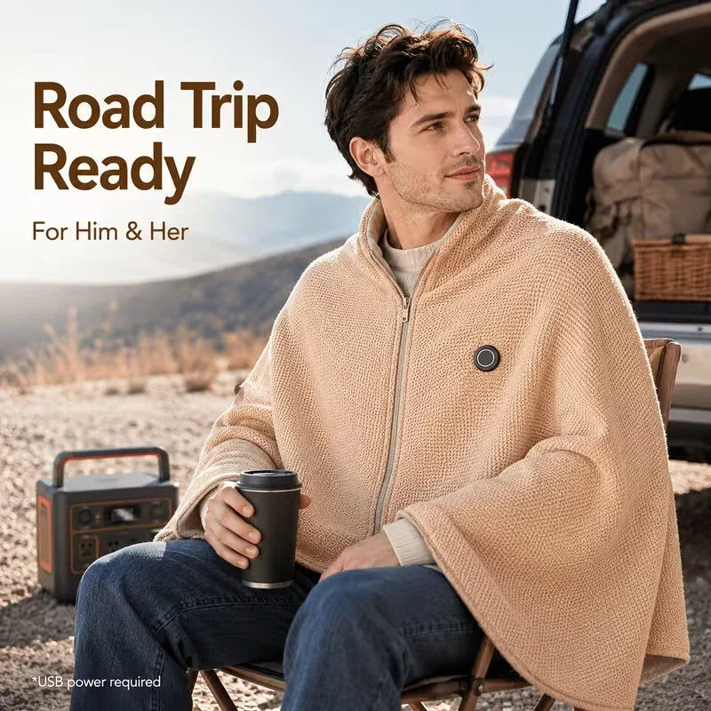 🍂 Thanksgiving & Black Friday Sale — 75% OFF! Portable Heated Blanket Shawl — Cozy Warmth for Mom & Dad