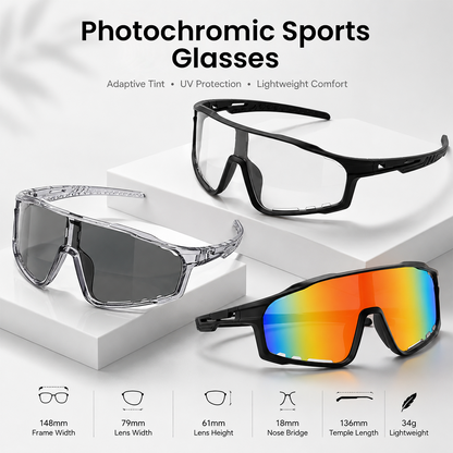 Photochromic UV Protection Sports Sunglasses