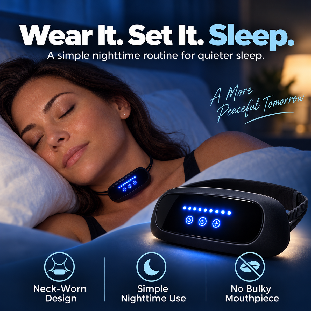 🌙 Wearable Anti-Snoring Neck Device – Better Sleep for Both of You